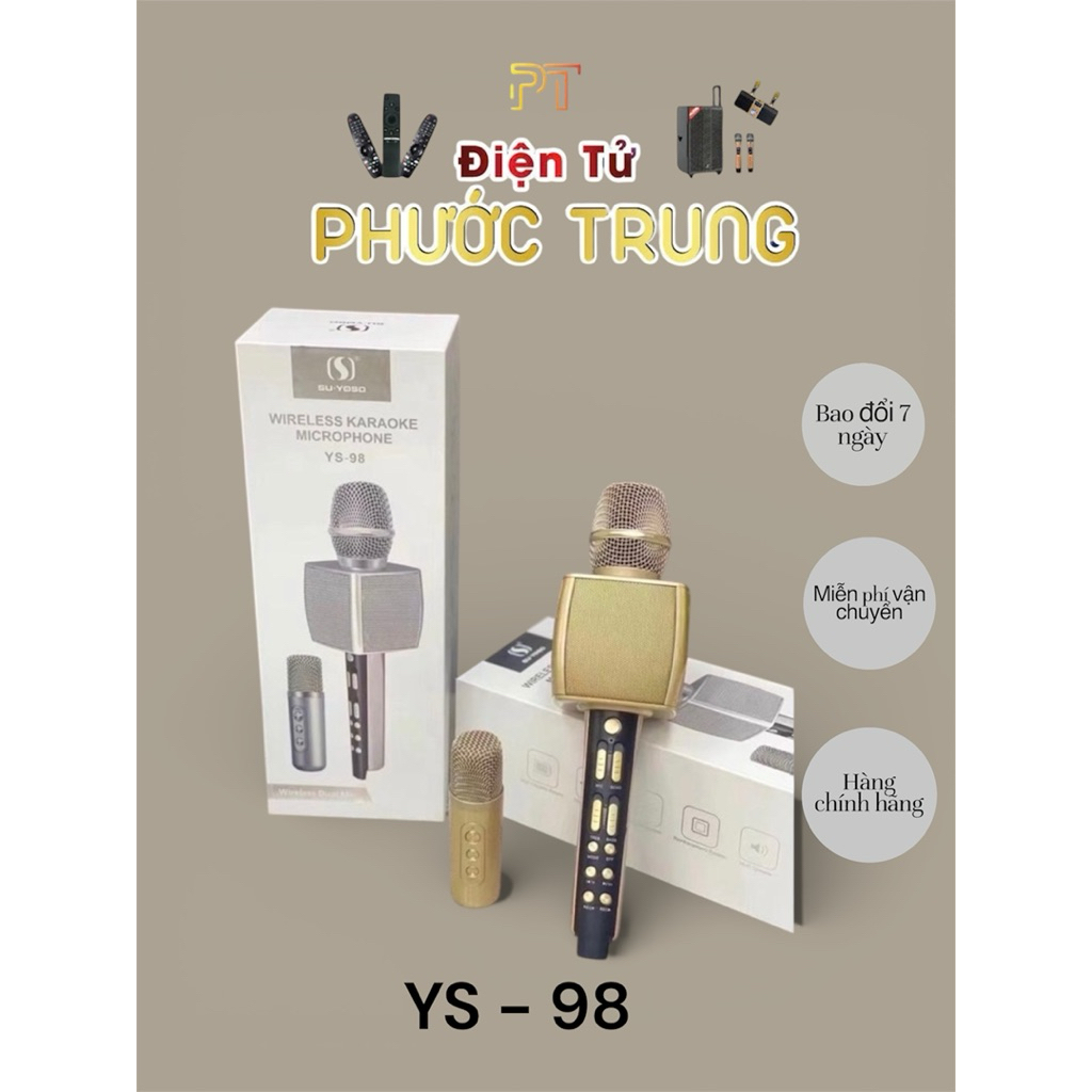 Combo 2 Micro Karaoke Bluetooth YS98 Song ca kèm loa không dây giả giọng nói -Kèm micro song ca