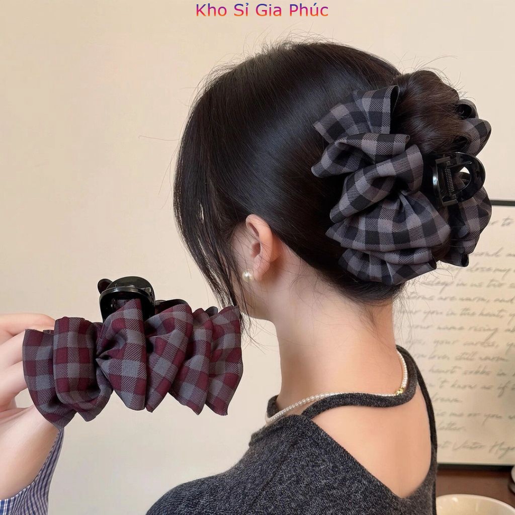 Kẹp Tóc Cá Mập Cho Phụ Nữ Với Thiết Kế Kẻ Sọc Bong Bóng - Sang Trọng Và Đơn Giản