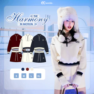 Set Chân Váy ECOCHIC Áo Crop Halfzip Nỉ Mịn Cổ Khoá Zip Cao Cấp Mềm Mịn Chính Hãng HNH B217