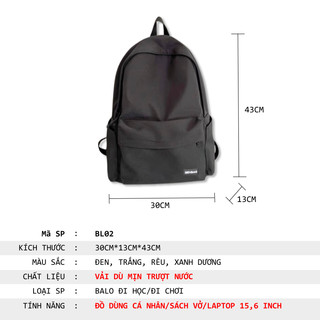Balo Ulzzang Hàn Quốc Nam Nữ Thời Trang Giá Rẻ Cute Dễ Thương Basic BL02