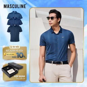 Áo sơ mi nam MASCULINE ASM600 - Sơ mi cộc tay cao cấp form regular tay ngắn vải silk nylon spandex