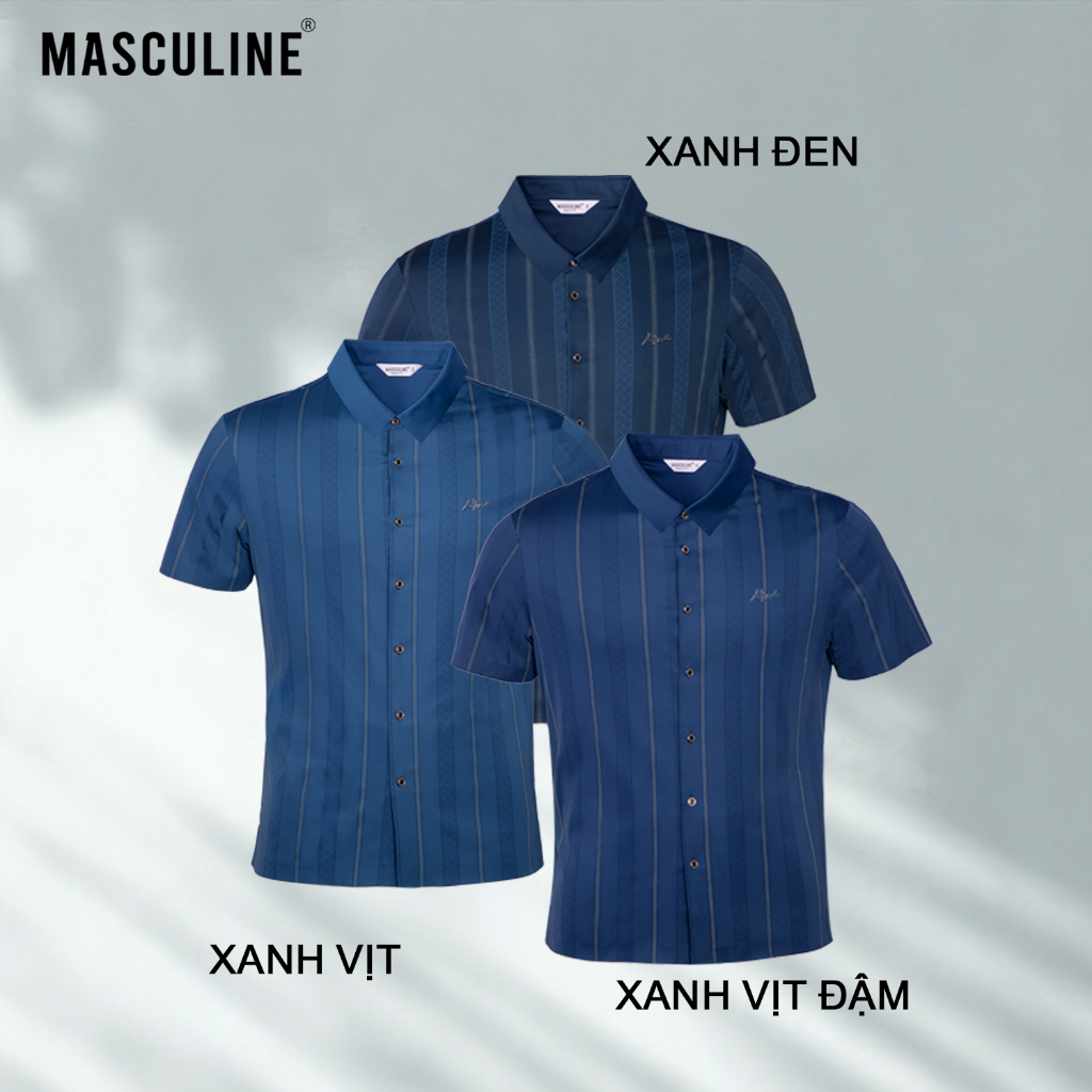 Áo sơ mi nam MASCULINE ASM600 - Sơ mi cộc tay cao cấp form regular tay ngắn vải silk nylon spandex