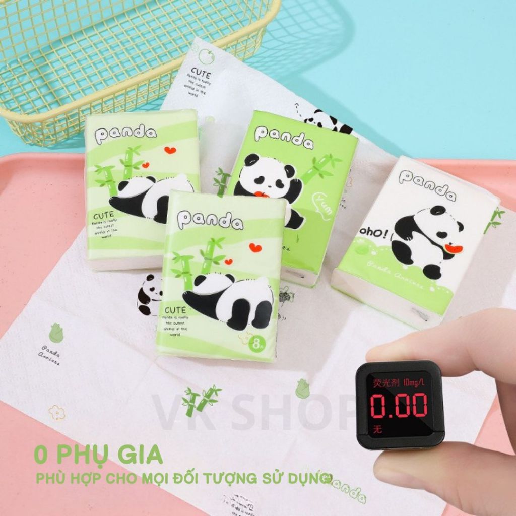 Lốc 9 Bịch Khăn Giấy Mini Panda Cute – Khăn Giấy Bỏ Túi Mềm Mịn, Tiện Mang Theo Khi Đi Du Lịch