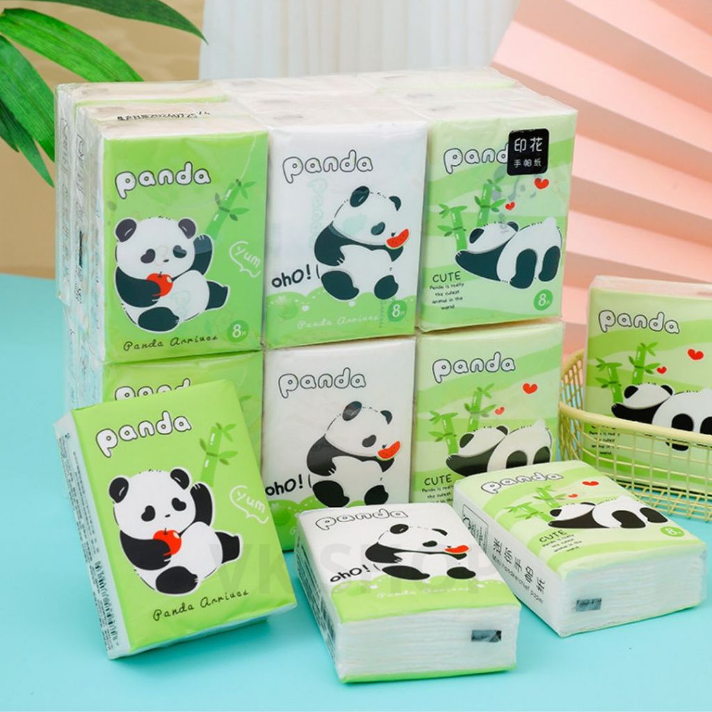Lốc 9 Bịch Khăn Giấy Mini Panda Cute – Khăn Giấy Bỏ Túi Mềm Mịn, Tiện Mang Theo Khi Đi Du Lịch