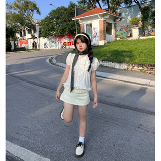 Chân váy nữ MONÁ chân váy ngắn chấm bi chất Kaki nhật thêu trang trí Moná Girls - SOCHI SKIRT