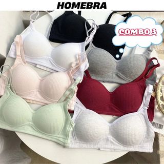 Combo 3 áo ngực nữ mút mỏng cotton thoáng mát -Set 3 áo lót nữ cao cấp không gọng dây 3 nấc cài A414