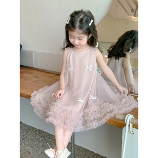 Váy Công Chúa,Váy Sát Nách Công Chúa Đính Nơ 2 Lớp Cho Bé Chất Cotton Mềm