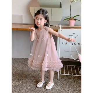 Váy Công Chúa,Váy Sát Nách Công Chúa Đính Nơ 2 Lớp Cho Bé Chất Cotton Mềm