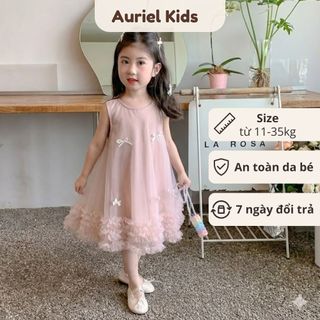 Váy Công Chúa,Váy Sát Nách Công Chúa Đính Nơ 2 Lớp Cho Bé Chất Cotton Mềm