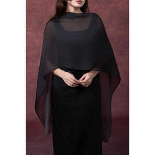SWANLAKE | Váy Đầm Maxi Nữ Vải Lụa Gấm Phối Choàng Tơ Xẻ Tà Nhấn Eo Sát Nách Đi Tiệc D13329