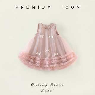 Váy Công Chúa,Váy Sát Nách Công Chúa Đính Nơ 2 Lớp Cho Bé Chất Cotton Mềm