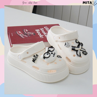 Dép sục nữ đế cao 5cm kèm charm Cún tri thức kiểu sandal quai hậu dễ thương CSM-53 Mita