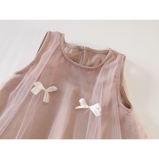 Váy Công Chúa,Váy Sát Nách Công Chúa Đính Nơ 2 Lớp Cho Bé Chất Cotton Mềm