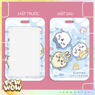 Bao Đựng Thẻ Nhân Viên Nhựa Cứng ABS Hình Chiikawa Hachiware Biểu Cảm Vui Nhộn Hồng Xanh Blue Pink Cute Nắp Trượt