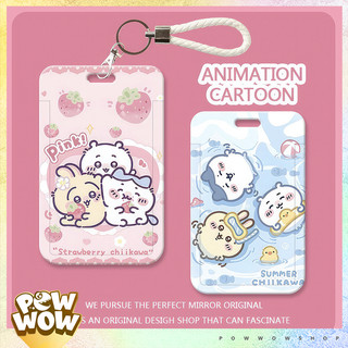 Bao Đựng Thẻ Nhân Viên Nhựa Cứng ABS Hình Chiikawa Hachiware Biểu Cảm Vui Nhộn Hồng Xanh Blue Pink Cute Nắp Trượt