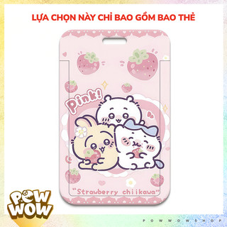 Bao Đựng Thẻ Nhân Viên Nhựa Cứng ABS Hình Chiikawa Hachiware Biểu Cảm Vui Nhộn Hồng Xanh Blue Pink Cute Nắp Trượt