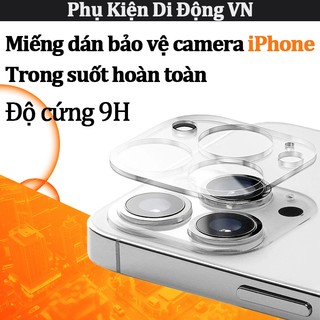 Kính bảo vệ camera iPhone kính cường lực 9H chống trầy viền lấp lánh cho iPhone 17 Air 16 15 14 13 12 11 Pro Max