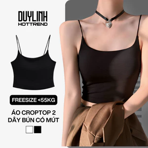 Áo 2 dây sợi bún có mút ngực DUY LINH may 2 lớp dày dặn vải BORIP COTTON CO GIÃN DL18D