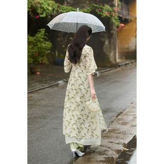 [LAMER X PHƯƠNG ANH ĐÀO] Áo Dài Cách Tân An Hoa Dáng Suông (Không quần) Cổ Truyền Thống 2 Lớp Tơ Óng Cao Cấp S61A25Q015