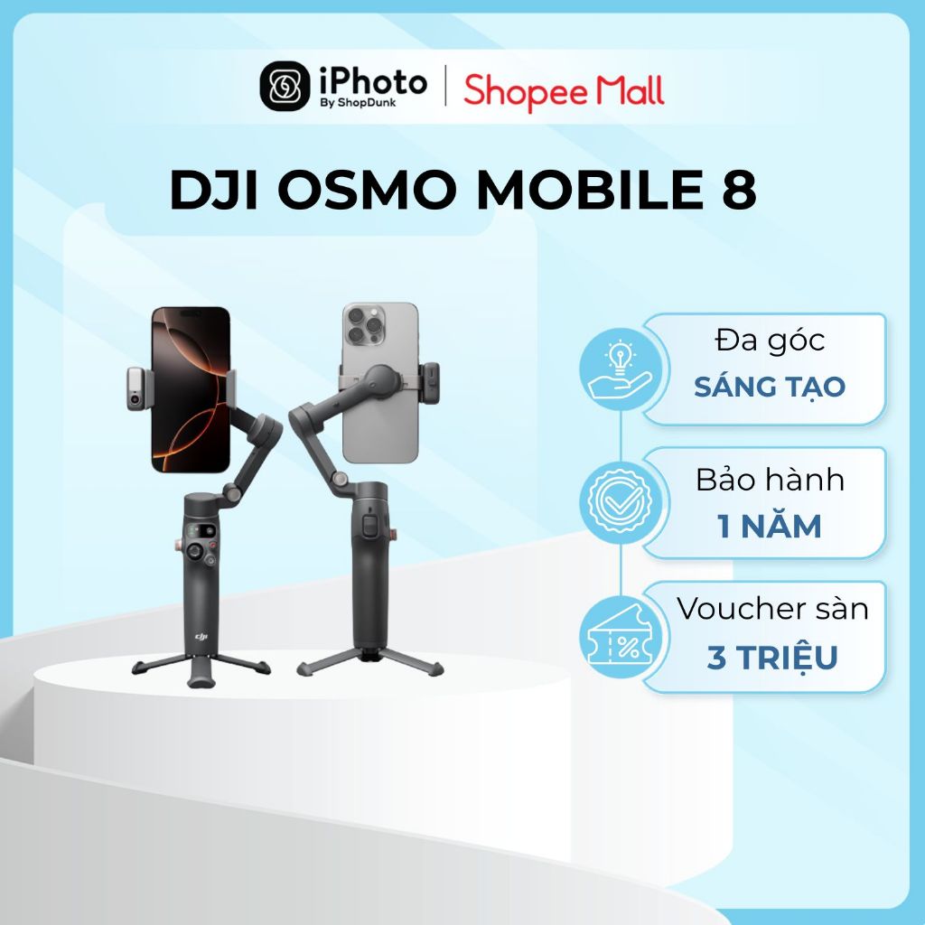 Gimbal Chống Rung Điện Thoại DJI Osmo Mobile 8 Chính Hãng - Hỗ Trợ Theo Dõi Chủ Thể