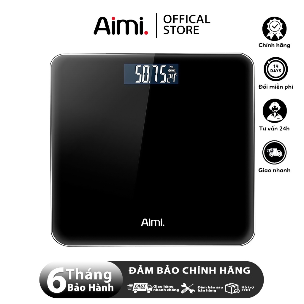 Cân Điện Tử Sức Khỏe Deli Chịu Tải 180kg Màn Hình LED Mặt Kính Cường Lực