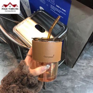 Combo 3 Ly, cốc thuỷ tinh uống nước có ống hút - Sang trọng, siêu bền, tiện dụng