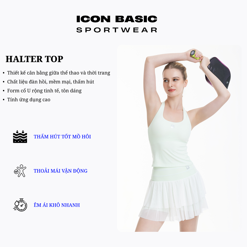 HALTER TOP Áo hở lưng nút gài cổ thể thao - ICON BASIC Sportwear