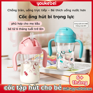 Youkebei Bình Tập Hút Cho Bé 300ml – Chống Sặc, An Toàn & Tiện Lợi – Bình Nước Tập Uống Dành Cho Bé Gái