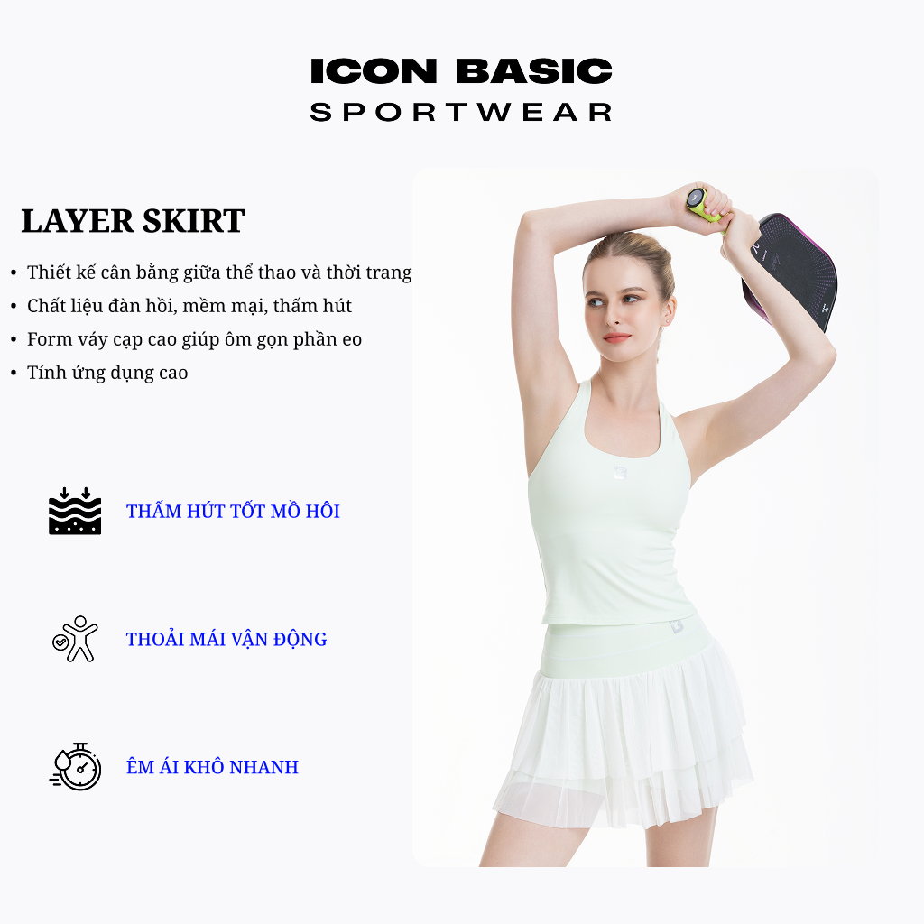 LAYER SKIRT Chân váy voan tầng bồng nhẹ - ICON BASIC Sportwear