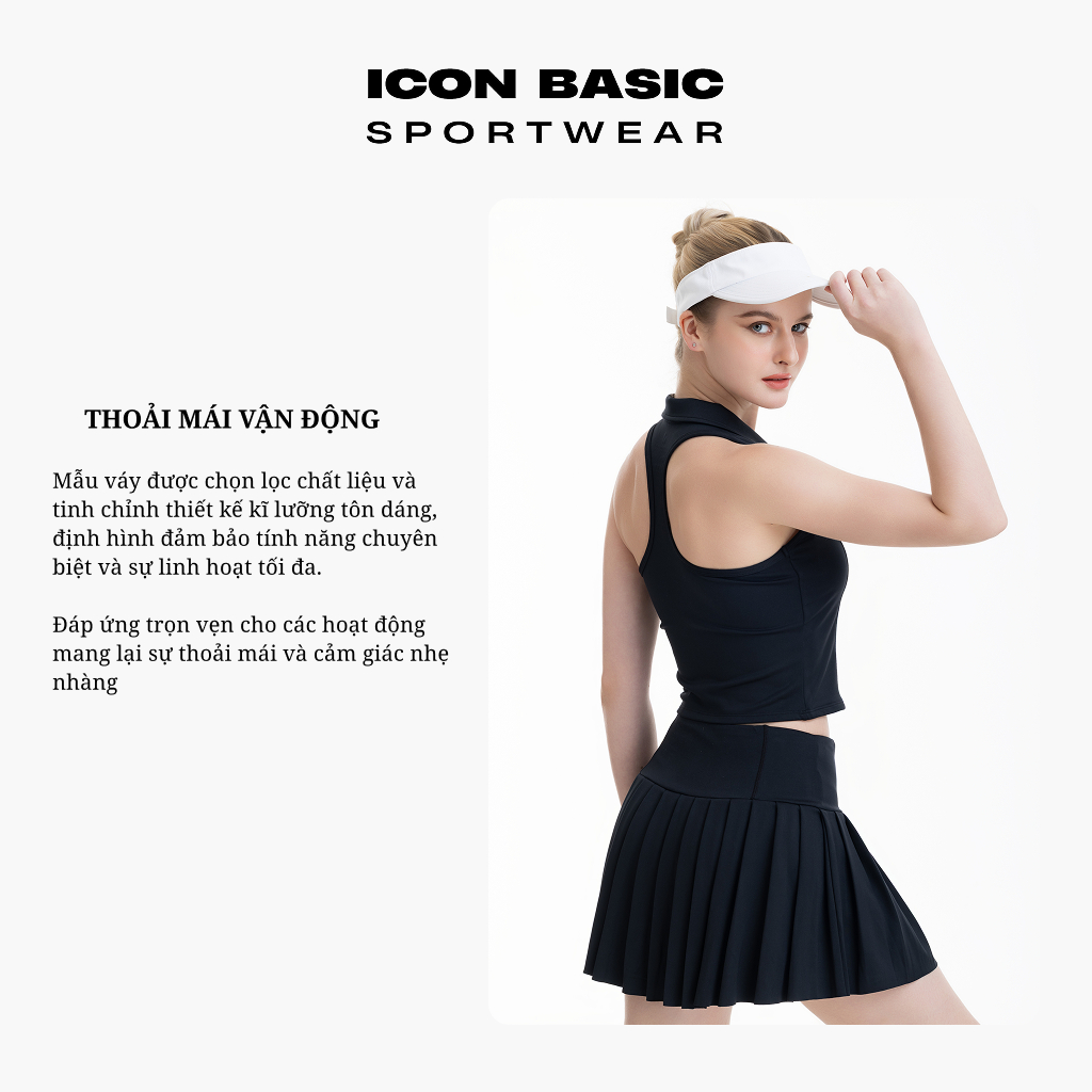 SOFT SKIRT Chân váy xếp ly bản lưng to thể thao - ICON BASIC Sportwear