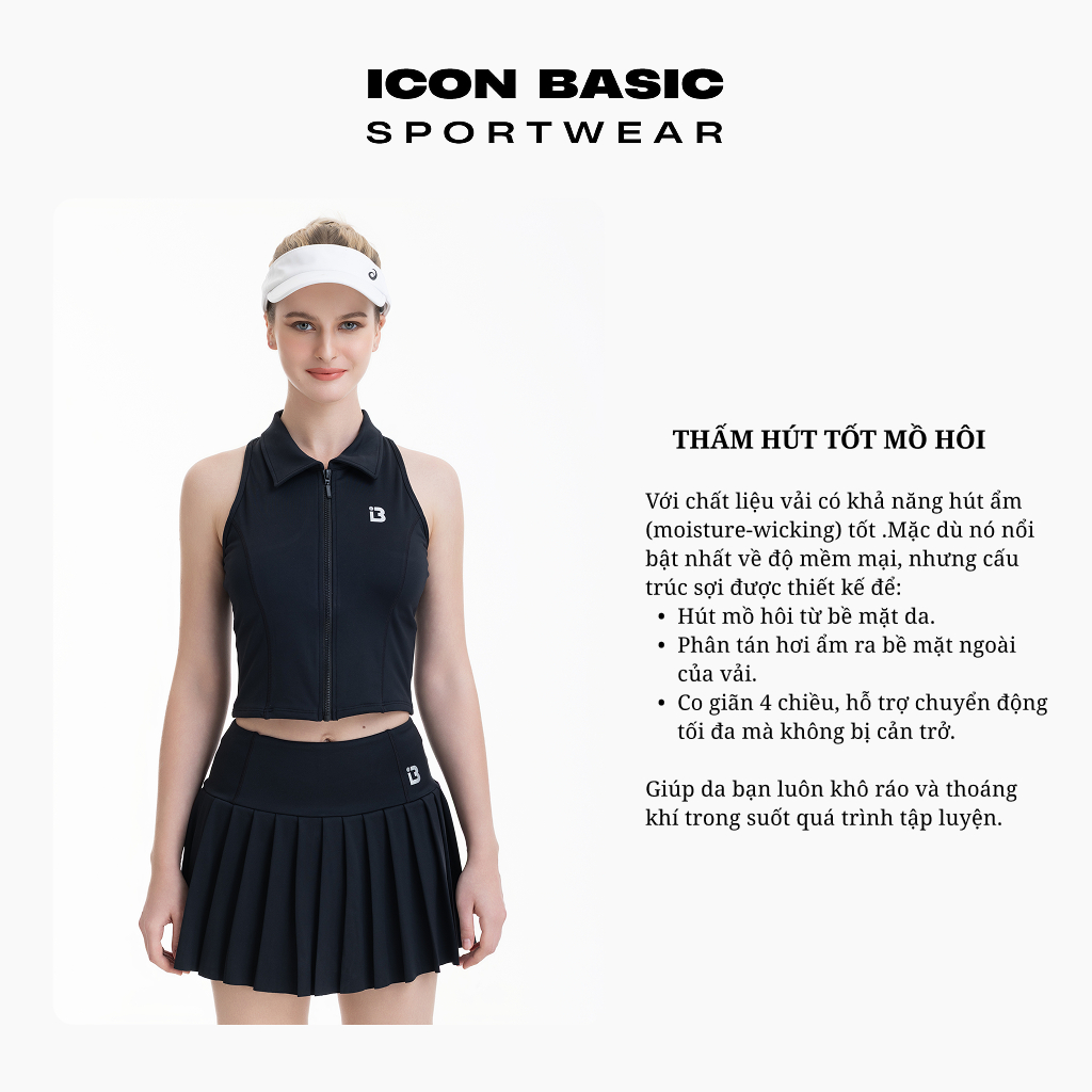 SOFT SKIRT Chân váy xếp ly bản lưng to thể thao - ICON BASIC Sportwear