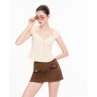 CARA Áo kiểu dáng croptop Cheji chất xô nữ tính trendy