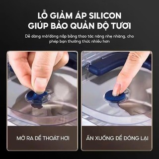 Combo 3 [Nắp gài - quai xách] Hộp inox vuông đựng thực phẩm có nắp gài, quai xách  - tiện dụng, siêu bền