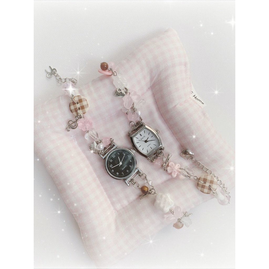 𝗛𝗔𝗡𝗗𝗠𝗔𝗗𝗘 | Đồng hồ custom kim loại xinh yêu, mix hạt cho các nàng | _.ktrynnk