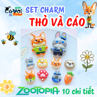 Set charm Thỏ và Cáo - Thỏ cảnh sát & Cáo tinh ranh phim Zootopia- Hàng hotrend- Bộ 10 chi tiết- Judy Hopps &Nick Wilde