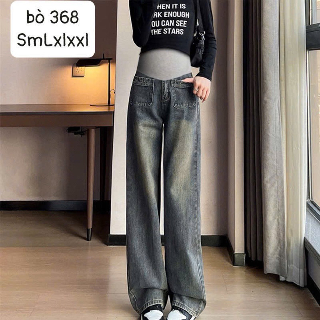 Quần bò bầu ống xuông bụng đáp 368 smlxlxxl