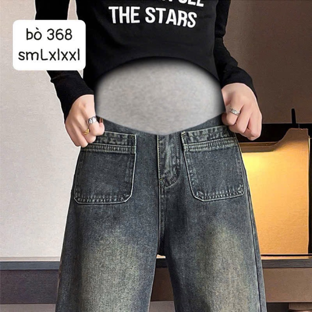 Quần bò bầu ống xuông bụng đáp 368 smlxlxxl