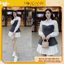 Set áo sơ mi chất chéo ý hàn mix chân váy xếp ly Hoadanbistore, Set Váy Tiểu Thư Sang Chảnh