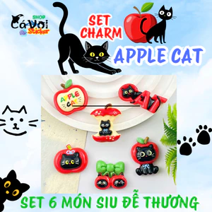 Set charm AppleCat - Mèo đen và táo đỏ- Trend mới 2026