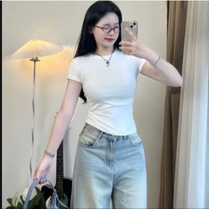 Áo Thun Ngắn Tay Bản Trơn From Babytee Basic xinh Xắn Dễ thương Chất Thun Tăm Co Dãn Siêu Tôn Da ,Tôn Dáng