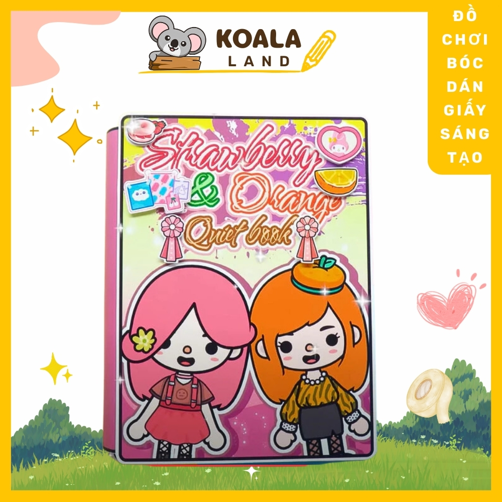 Đồ chơi giấy ngôi nhà búp bê toca boca Dâu Cam đồ chơi thủ công bóc dán dành cho trẻ
