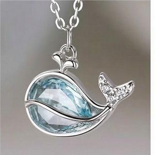 Dây chuyền Cá voi - Vòng cổ nữ đính đá xanh hải dương, kiểu dáng nữ tính sang trọng, Món Quà Ý Nghĩa