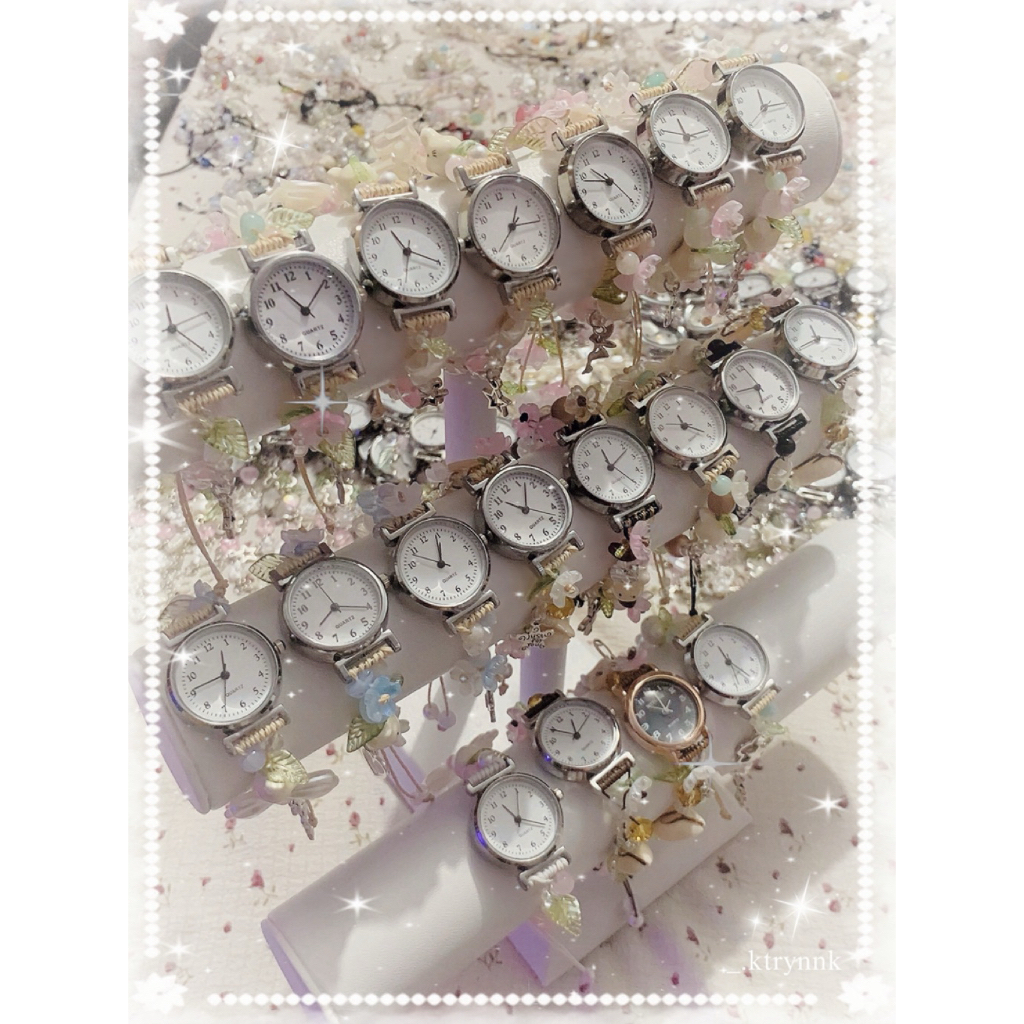 𝗛𝗔𝗡𝗗𝗠𝗔𝗗𝗘 | Đồng hồ dây sáp custom xinh yêu, mix hạt cho các nàng | _.ktrynnk