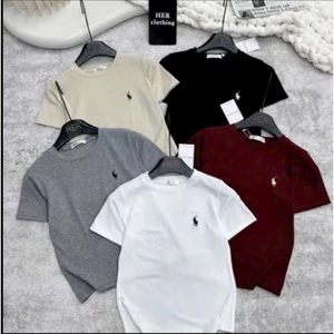 Áo Thun Nữ Logo Ngựa Basic From chuẩn Tôn da,Tôn Dáng Chất Thun Tăm Cao Cấp Ôm Body Siêu Đẹp