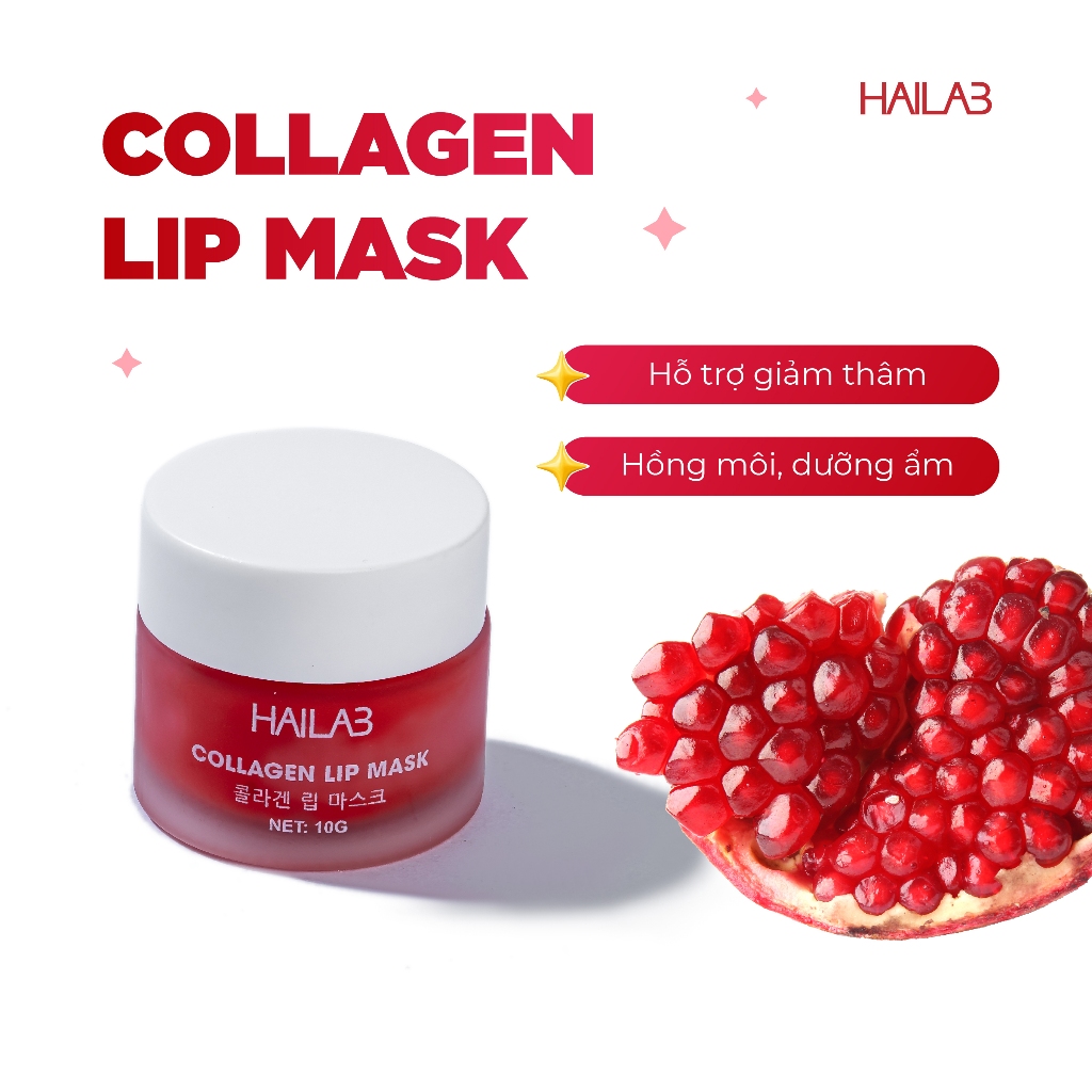 Son dưỡng môi lựu đỏ HAILAB hũ 10g [ tặng cọ silicon lấy son ] - Hỗ trợ giảm thâm, hồng môi, dưỡng ẩm