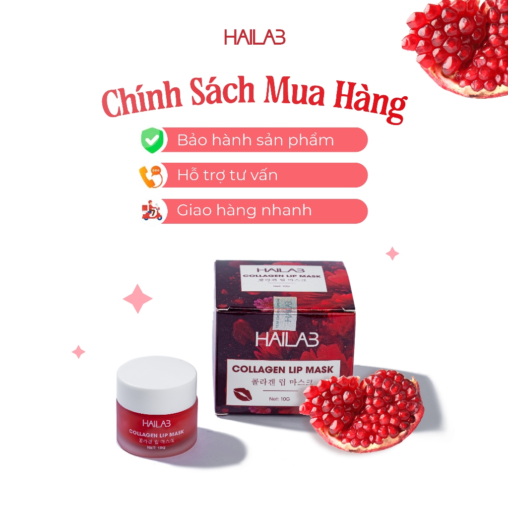 Son dưỡng môi lựu đỏ HAILAB hũ 10g [ tặng cọ silicon lấy son ] - Hỗ trợ giảm thâm, hồng môi, dưỡng ẩm