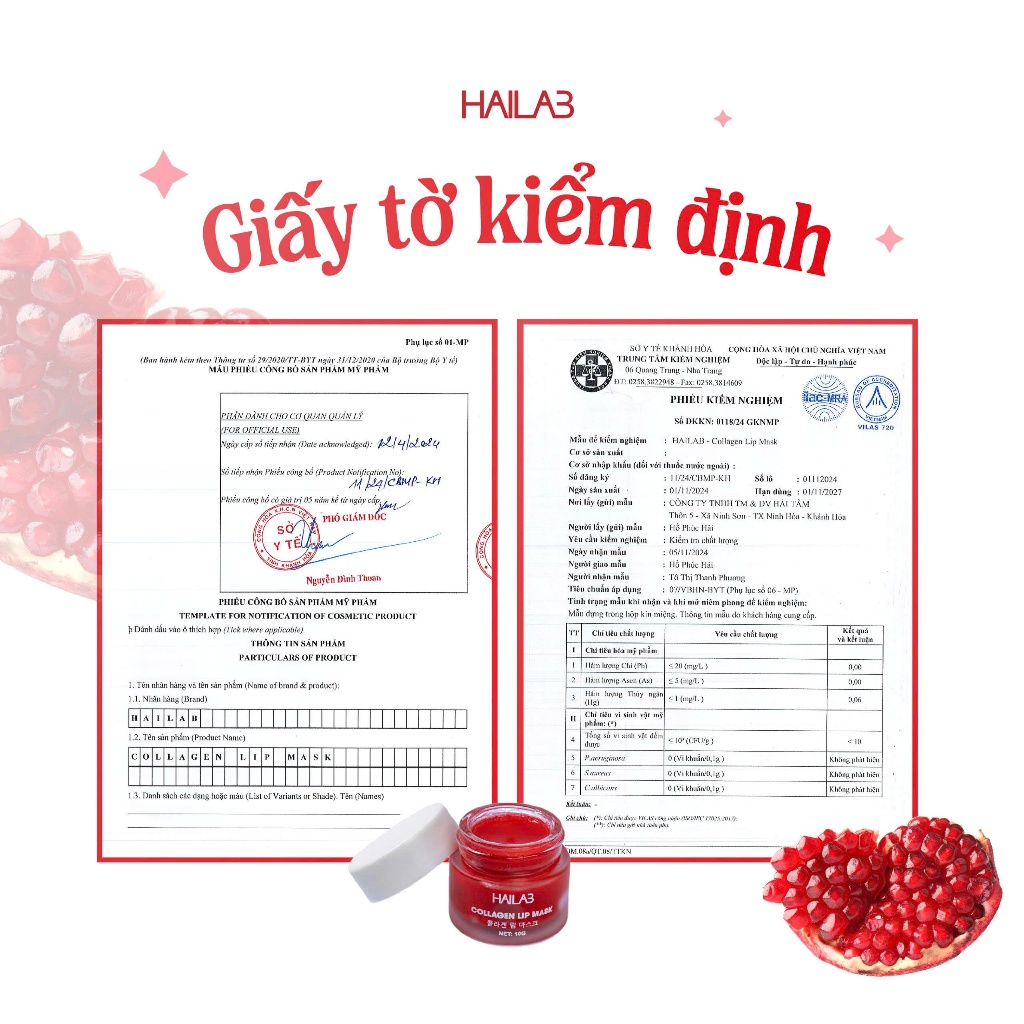 Son dưỡng môi lựu đỏ HAILAB hũ 10g [ tặng cọ silicon lấy son ] - Hỗ trợ giảm thâm, hồng môi, dưỡng ẩm
