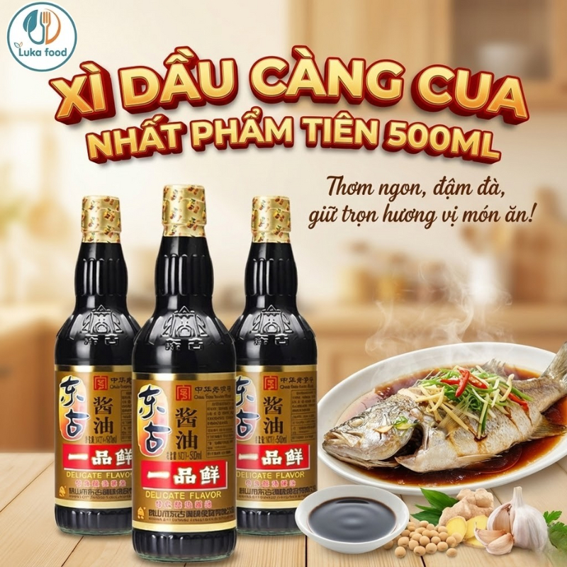 Xì Dầu Càng Cua Nhất Phẩm Tiên 500ml - Nước Tương Thượng Hạng, Đậm Đà, Chấm Là Mê, Hàng Nội Địa Trung Cao Cấp Luka Food