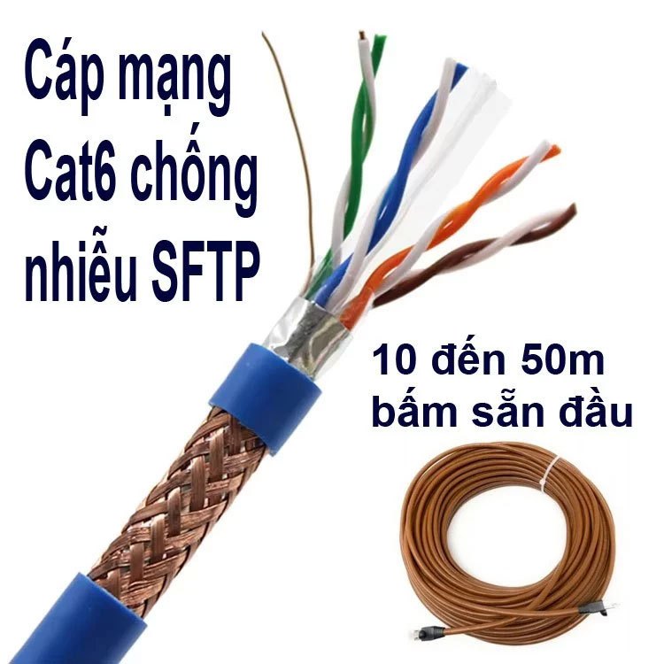 Dây Mạng Cat6 Bấm Sẵn 2 Đầu dài 10m 15m 20m 25m 30m 35m 40m 45m 50m  – Cáp mạng, cáp lan, cáp internet