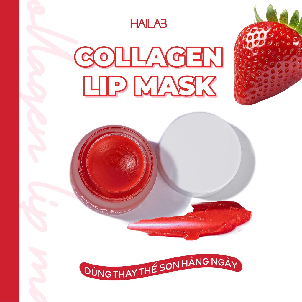 Son dưỡng môi dâu tây HAILAB hũ 10g [ tặng tẩy tế bào chết môi dâu tây + 1 cọ son silicon ]